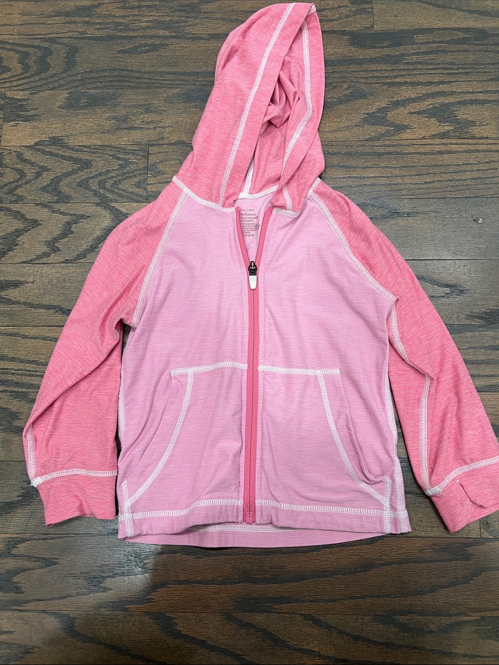 Hanna Andersson Size 4 Active UV Protection Pink Hooded Zip-Up Kids Sweatshirt